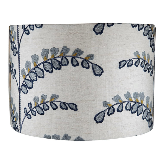 Floral Embroidered Handmade Lampshade - Blue Crocus Textiles