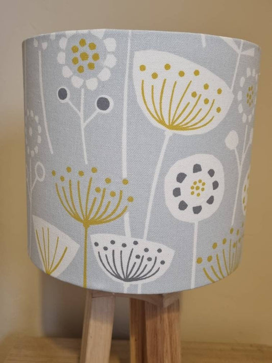 Gray bergen fabric lampshade - Blue Crocus Textiles