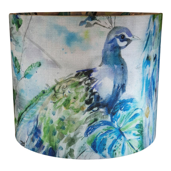 Peacock Handmade Lampshade - Blue Crocus Textiles