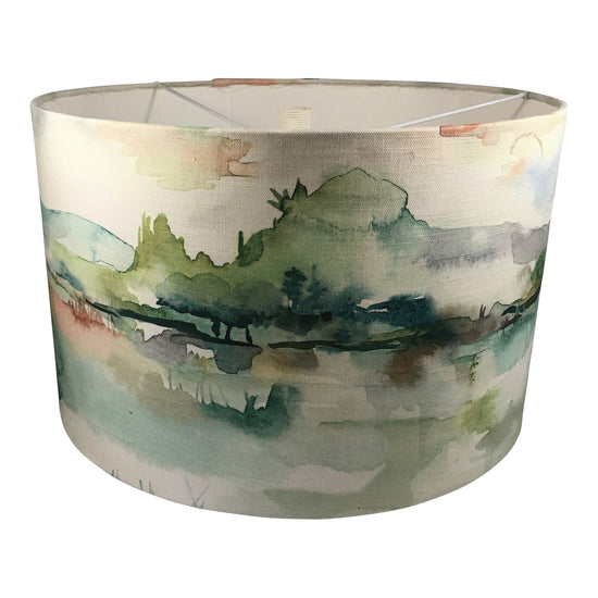 Mountain Scene Handmade Lampshade - Blue Crocus Textiles