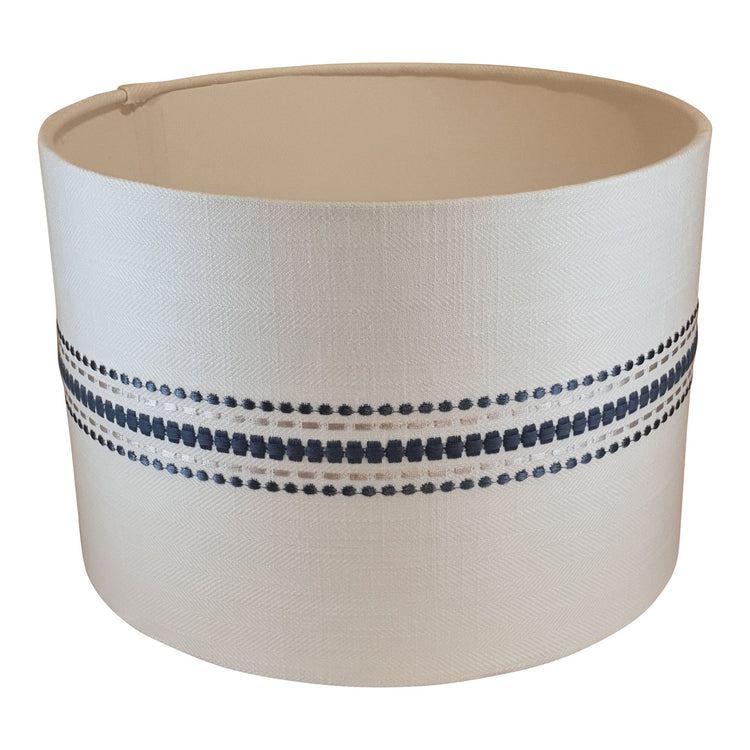 Embroidered Bromley Stripe Handmade Lampshade - Blue Crocus Textiles