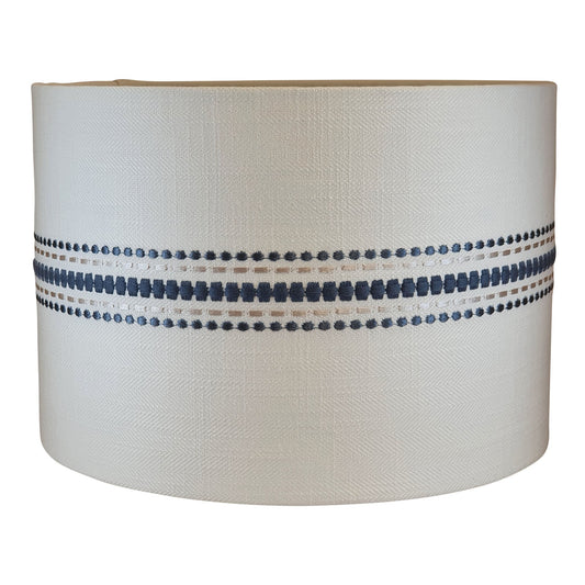 Embroidered Bromley Stripe Handmade Lampshade - Blue Crocus Textiles