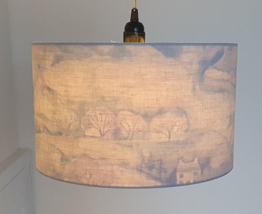 Stunning Countryside with Grey Lampshade - Blue Crocus Textiles