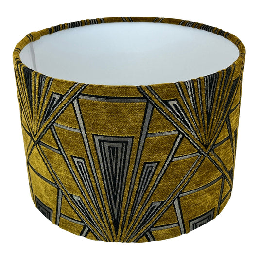 Gatsby Art Deco Handmade Lampshade in Yellow - Blue Crocus Textiles