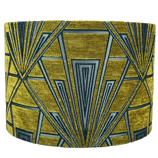 Gatsby Art Deco Handmade Lampshade in Yellow - Blue Crocus Textiles