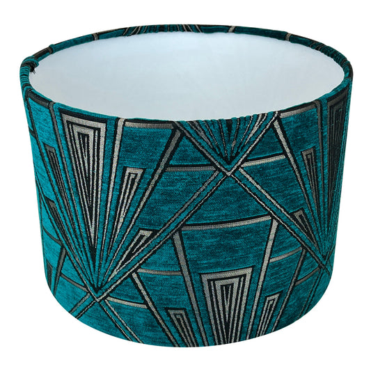 Gatsby Art Deco Handmade Lampshade in Green - Blue Crocus Textiles