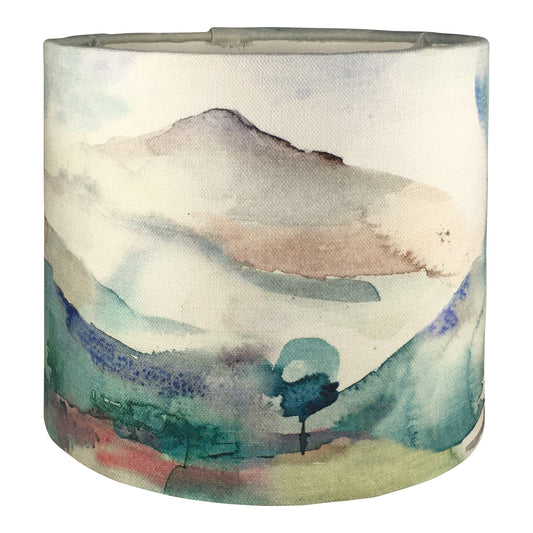 Mountain Scene Handmade Lampshade - Blue Crocus Textiles