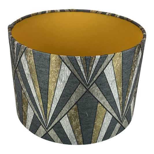 Art Deco Handmade Lampshade With Gold Lining - Blue Crocus Textiles