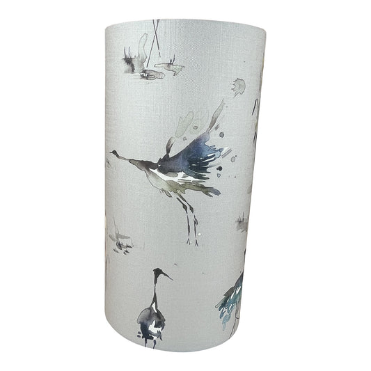 Extra Tall Handmade Handmade Lampshade With Bird Design - Blue Crocus Textiles