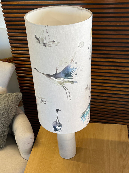 Extra Tall Handmade Handmade Lampshade With Bird Design - Blue Crocus Textiles