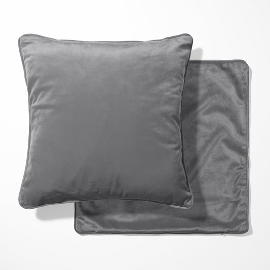 Large Graphite Velvet Double Sided Cushion with optional piping - BlueCrocusTextiles