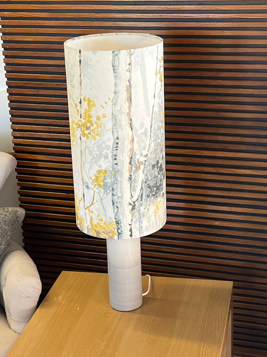 Extra Tall Handmade Handmade Lampshade With Tree Design - Blue Crocus Textiles