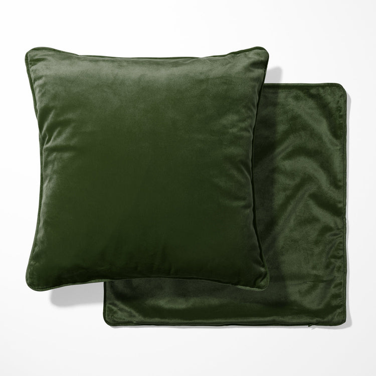 Forest Green Velvet Double Sided Cushion with optional piping - BlueCrocusTextiles