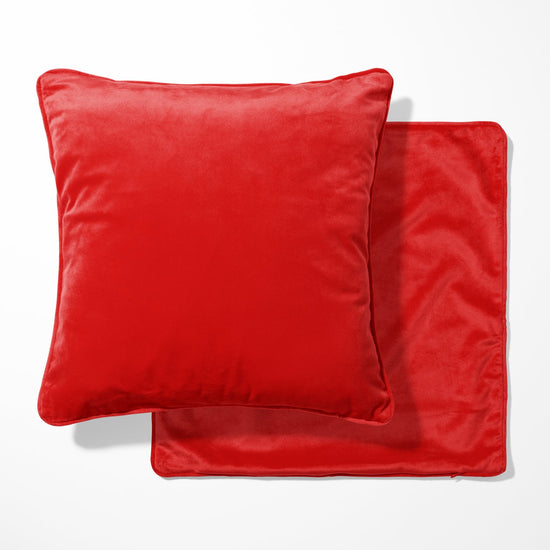 Large Scarlet Velvet Double Sided Cushion with optional piping - BlueCrocusTextiles