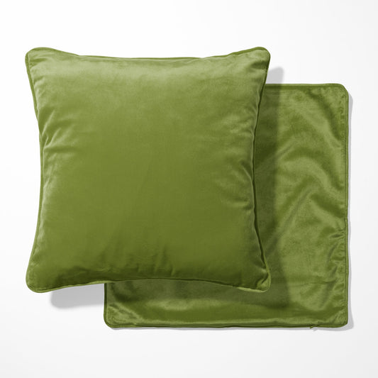 Olive Green Velvet Double Sided Cushion with optional piping - BlueCrocusTextiles