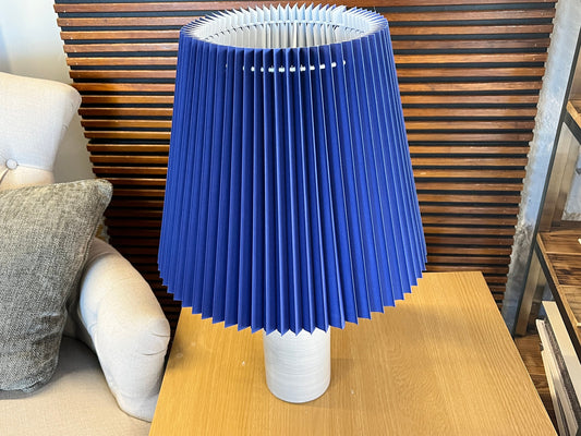 Blue Pleated Lampshade with Duplex (Shade Carrier) - Blue Crocus Textiles