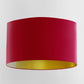 Cerise Velvet Handmade Lampshade with Brushed Gold Lining - Blue Crocus Textiles