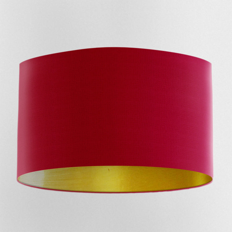 Cerise Velvet Handmade Lampshade with Brushed Gold Lining - Blue Crocus Textiles