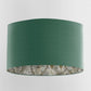 Teal Velvet Handmade Lampshade with Gold & Grey Wild Lilly Lining - Blue Crocus Textiles