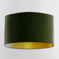 Forest Green Velvet Handmade Lampshade with Brushed Gold Lining - Blue Crocus Textiles