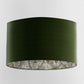 Forest Green Velvet Handmade Lampshade with Gold & Grey Wild Lilly Lining - Blue Crocus Textiles