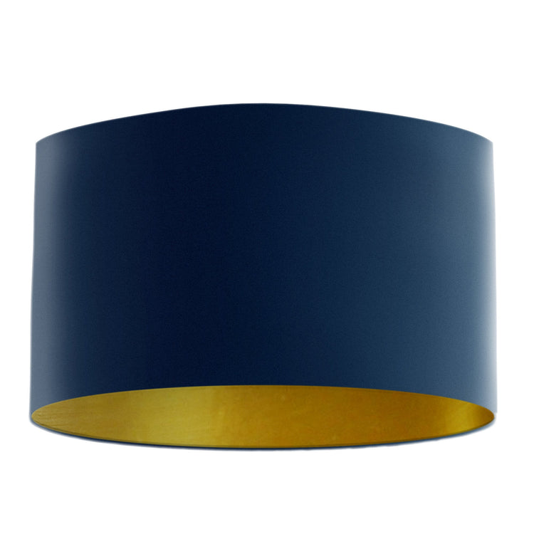 Navy Blue Velvet Handmade Lampshade with Brushed Gold Lining - Blue Crocus Textiles