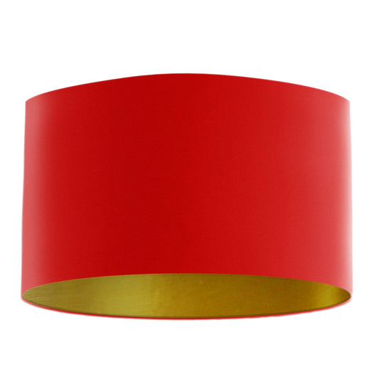 Scarlet Red Velvet Handmade Lampshade with Brushed Gold Lining - Blue Crocus Textiles