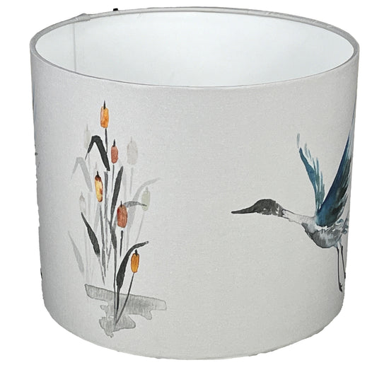 Elegant Grey Crane Handmade Lampshade - Handmade Lighting for Table or Ceiling - Blue Crocus Textiles