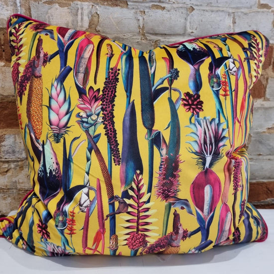 Botanical Velvet Double Sided Cushion with optional piping - BlueCrocusTextiles