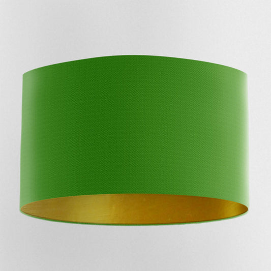 Apple Green Handmade Lampshade with Brushed Gold Lining and 100% cotton fabric - Blue Crocus Textiles