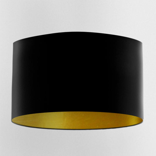 Black Handmade Lampshade with Brushed Gold Lining and 100% cotton fabric - Blue Crocus Textiles