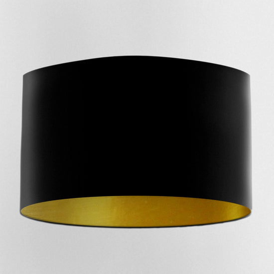 Black Handmade Lampshade with Brushed Gold Lining and 100% cotton fabric - Blue Crocus Textiles