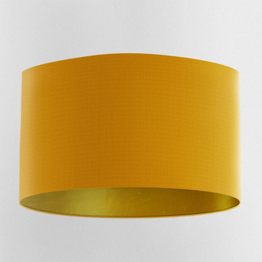 Mustard Gold Handmade Lampshade with Brushed Gold Lining and 100% cotton fabric - Blue Crocus Textiles