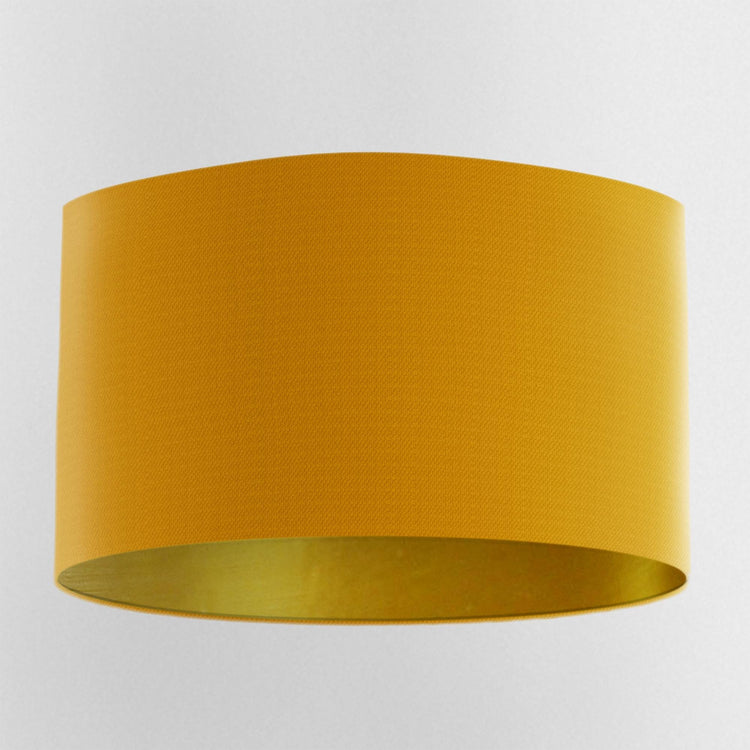 Mustard Gold Handmade Lampshade with Brushed Gold Lining and 100% cotton fabric - Blue Crocus Textiles