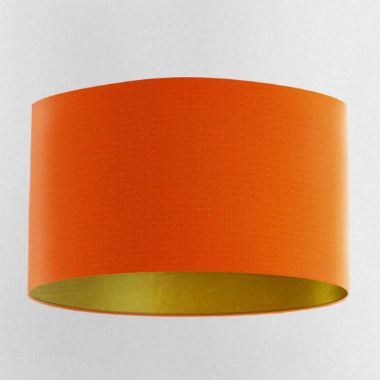 Orange Handmade Lampshade with Brushed Gold Lining and 100% cotton fabric - Blue Crocus Textiles