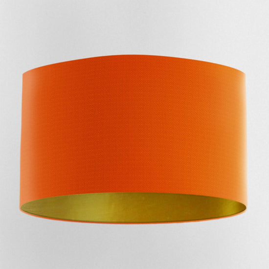 Orange Handmade Lampshade with Brushed Gold Lining and 100% cotton fabric - Blue Crocus Textiles