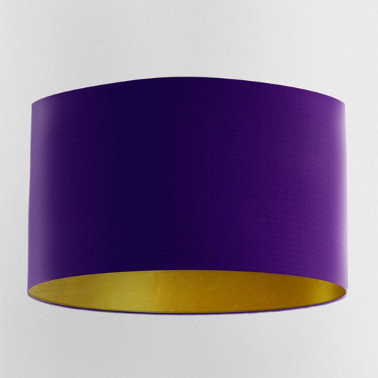 Purple Handmade Lampshade with Brushed Gold Lining and 100% cotton fabric - Blue Crocus Textiles