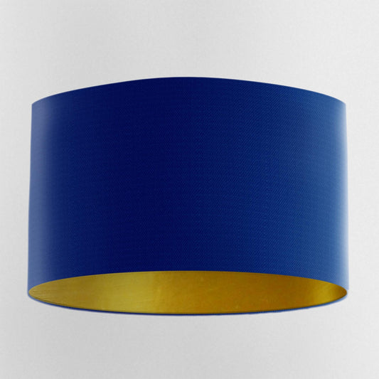 Royal Blue Handmade Lampshade with Brushed Gold Lining and 100% cotton fabric - Blue Crocus Textiles