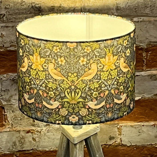 William Morris Lampshade Strawberry Thief - Blue Crocus Textiles