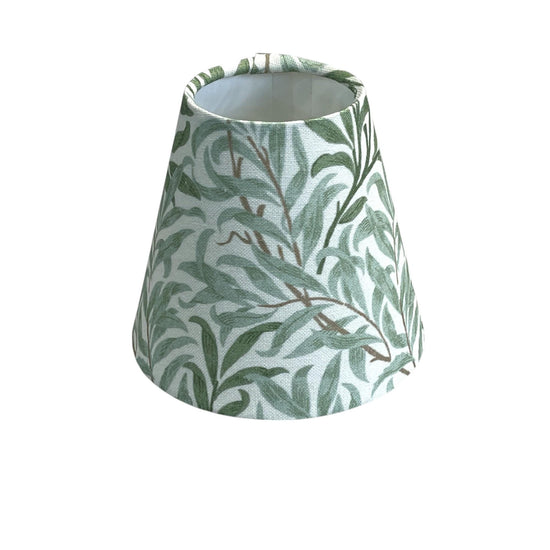 William Morris Candle Clip Lampshade with Willow Bough, Handmade Lampshades, Handmade Lamp Shade, Clip On Lampshade, Leaf Lampshade - BlueCrocusTextiles