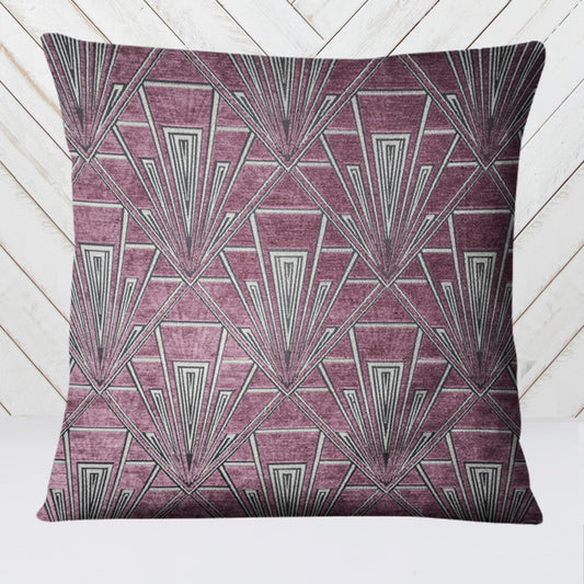 Extra Large Art Deco Cushion, Pillow Cover, Purple Cushion, Purple Cushion, Velvet Cushion, Single or Double Sided Cushion, 23 inch square - BlueCrocusTextiles