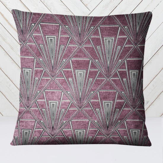 Extra Large Art Deco Cushion, Pillow Cover, Purple Cushion, Purple Cushion, Velvet Cushion, Single or Double Sided Cushion, 23 inch square - BlueCrocusTextiles