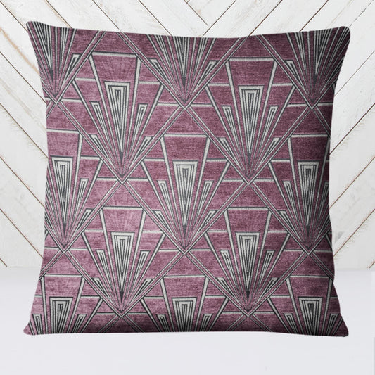 Art Deco Cushion, Pillow Cover, Purple Cushion, Gatsby Cushion, Velvet Cushion, Single or Double Sided Cushion, Gatsby Grey, 17 inch square - BlueCrocusTextiles