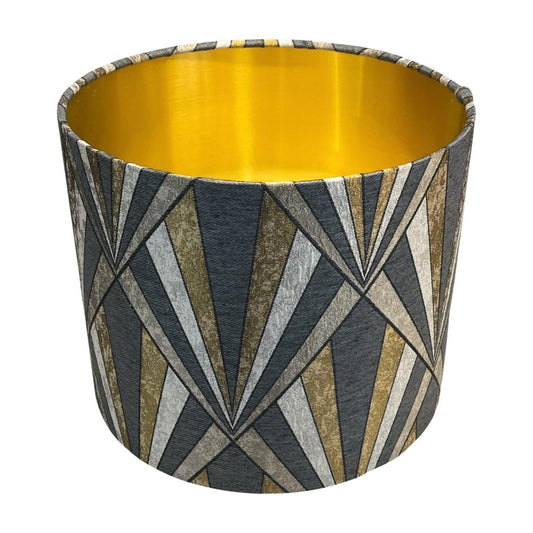 Vogue Polished Brass Lampshade with Brushed Gold Lining, Handmade Lampshades, Table Lampshades, Handmade Lamp Shade - BlueCrocusTextiles