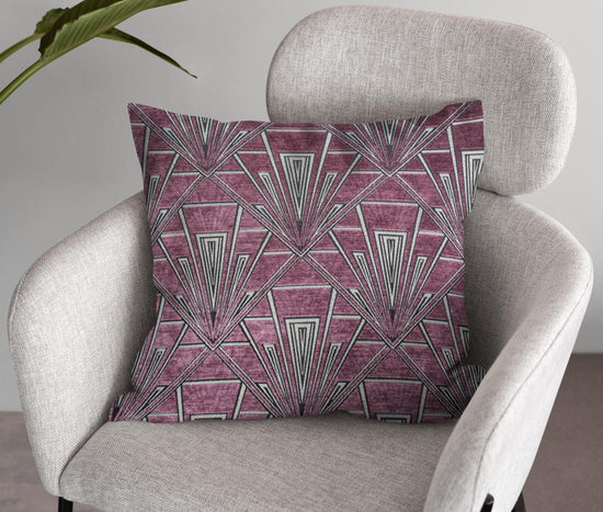 Extra Large Art Deco Cushion, Pillow Cover, Purple Cushion, Purple Cushion, Velvet Cushion, Single or Double Sided Cushion, 23 inch square - BlueCrocusTextiles
