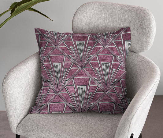 Art Deco Cushion, Pillow Cover, Purple Cushion, Gatsby Cushion, Velvet Cushion, Single or Double Sided Cushion, Gatsby Grey, 17 inch square - BlueCrocusTextiles