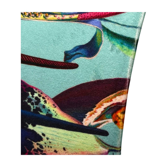Handmade Botanical Drum Lampshade with Duck Egg Velvet Fabric - BlueCrocusTextiles