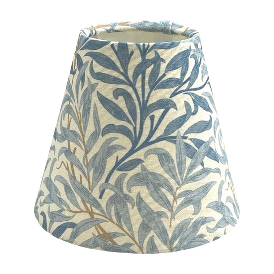 William Morris Candle Clip Lampshade with Willow Bough Azure, Handmade Lampshades, Handmade Lamp Shade, Clip On Lampshade, Leaf Lampshade - BlueCrocusTextiles