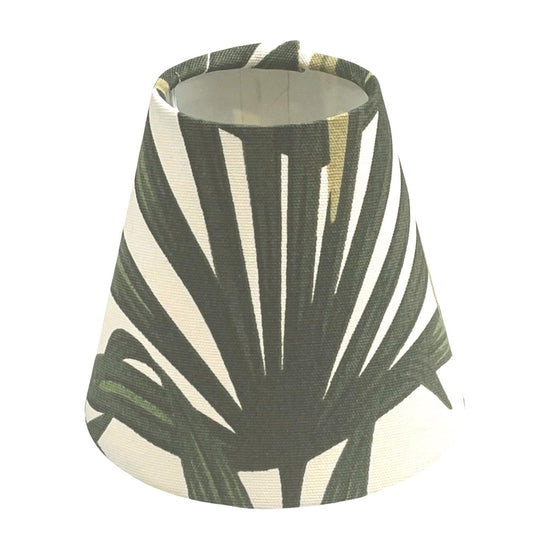 Candle Clip Lampshade with Palm Leaves Design, Handmade Lampshades, Handmade Lamp Shade, Clip On Lampshade, Leaf Lampshade - BlueCrocusTextiles