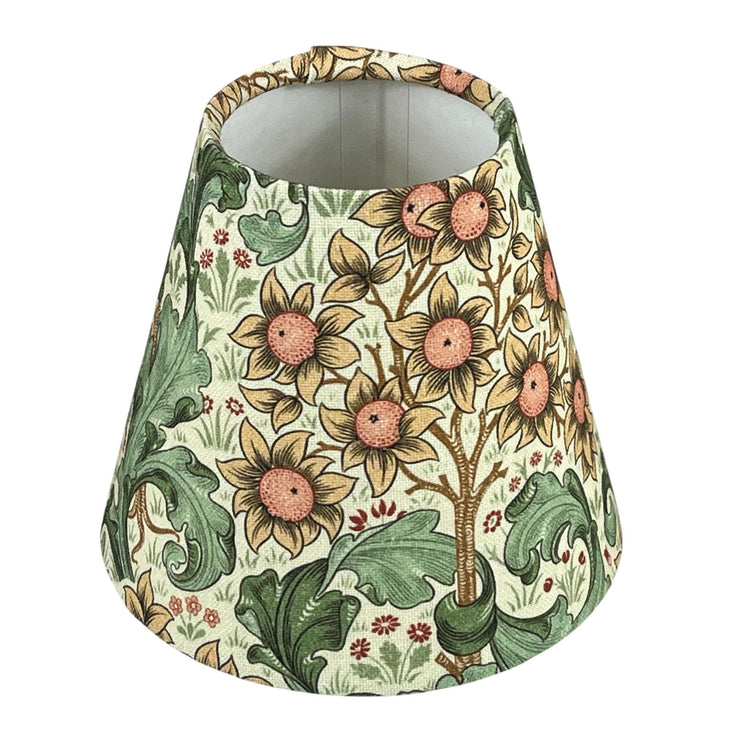 William Morris Candle Clip Lampshade with Orchid Buttercup Cream Fabric - BlueCrocusTextiles